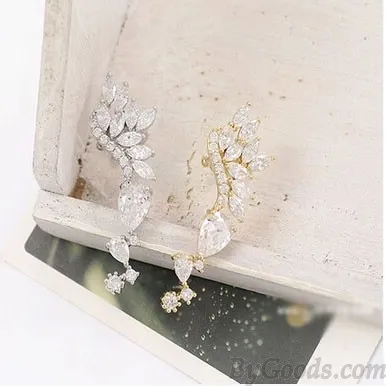 Shiny Rhinestone Angle Wings Stud Earring