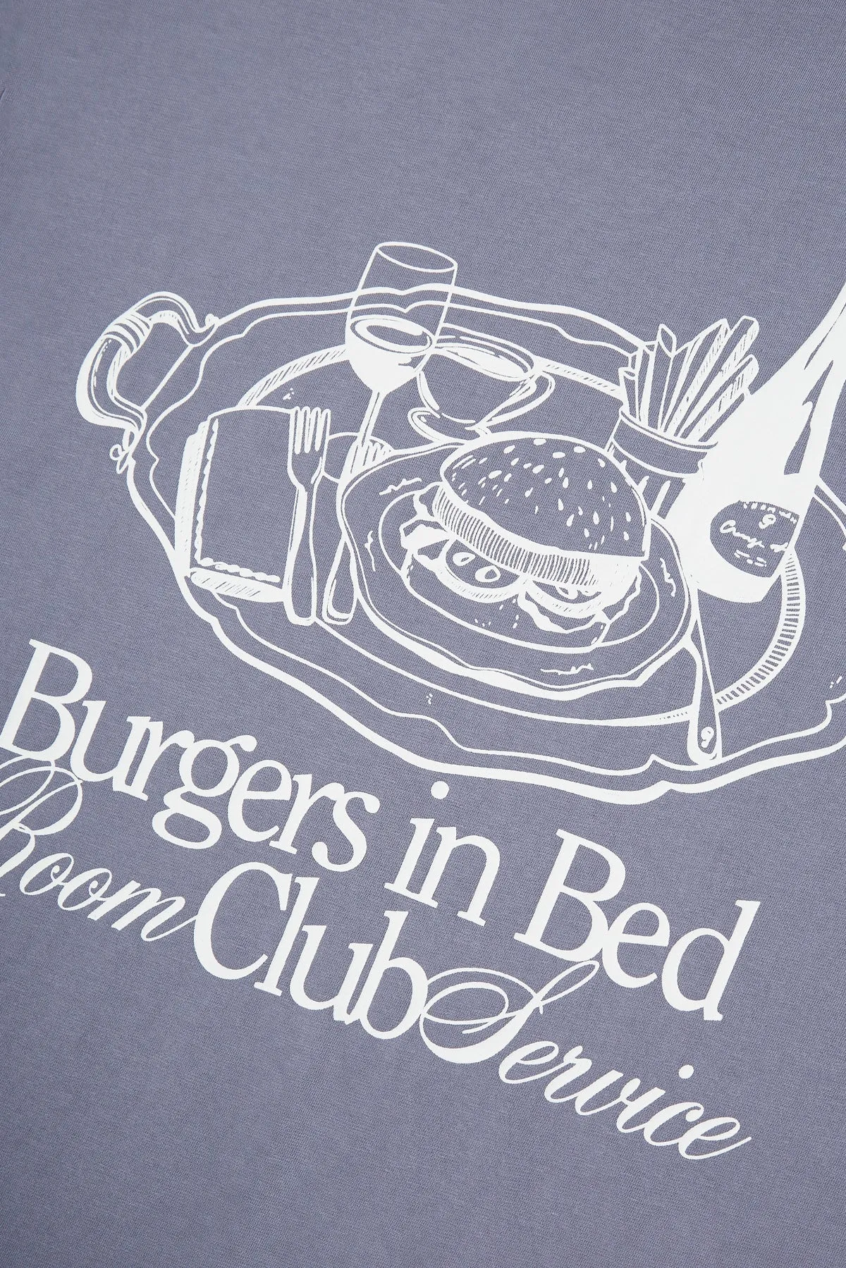 STEEL GREY BURGERS IN BED GRAPHIC TEE