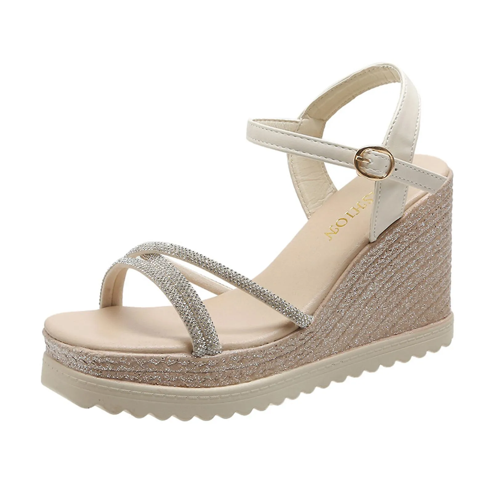 Summer Fashion Slope Sandal With Round Head Shiny Shoes For Office Date Dance Everyday Wear
