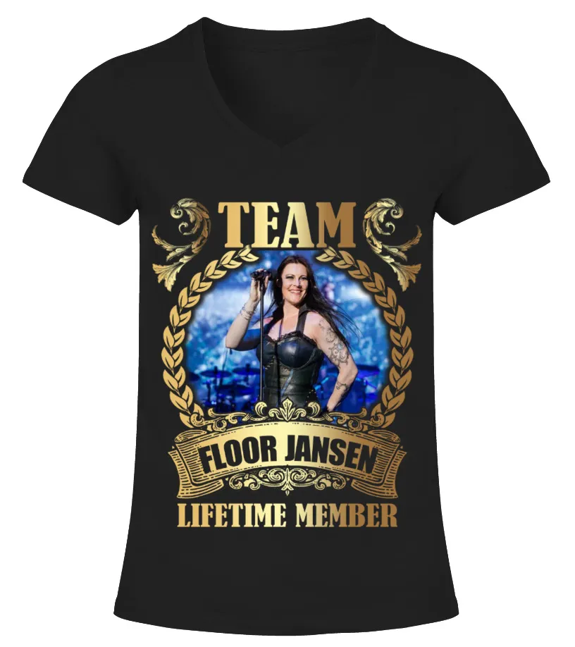 TEAM FLOOR JANSEN  LIFETIME MEMBER CAMISETA CUELLO PICO MUJER