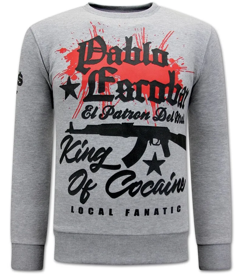 THE KING OF COCAINE PABLO ESCOBAR JERSEY HOMBRE  GRIS