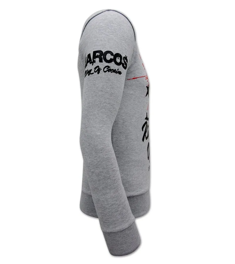 THE KING OF COCAINE PABLO ESCOBAR JERSEY HOMBRE  GRIS