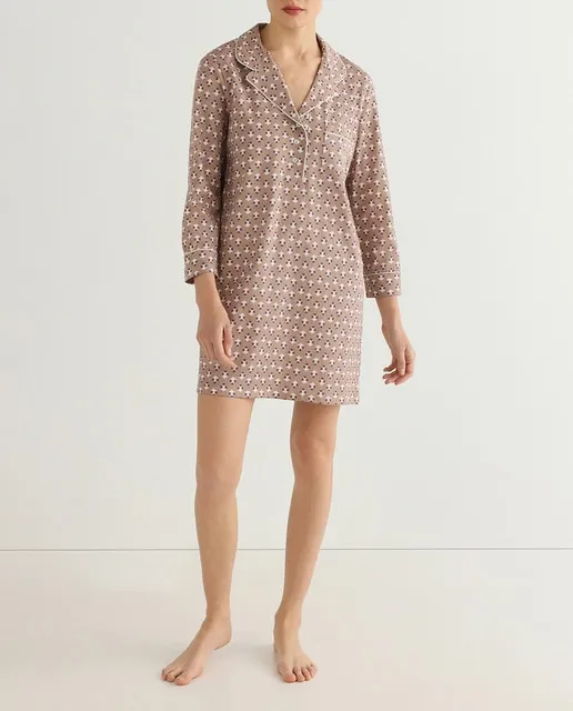 Unit Camisón mujer solapa manga larga algodón