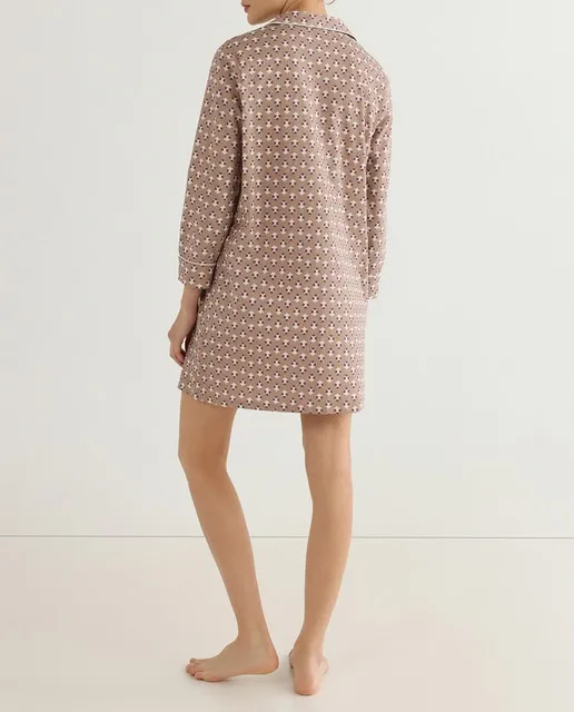 Unit Camisón mujer solapa manga larga algodón