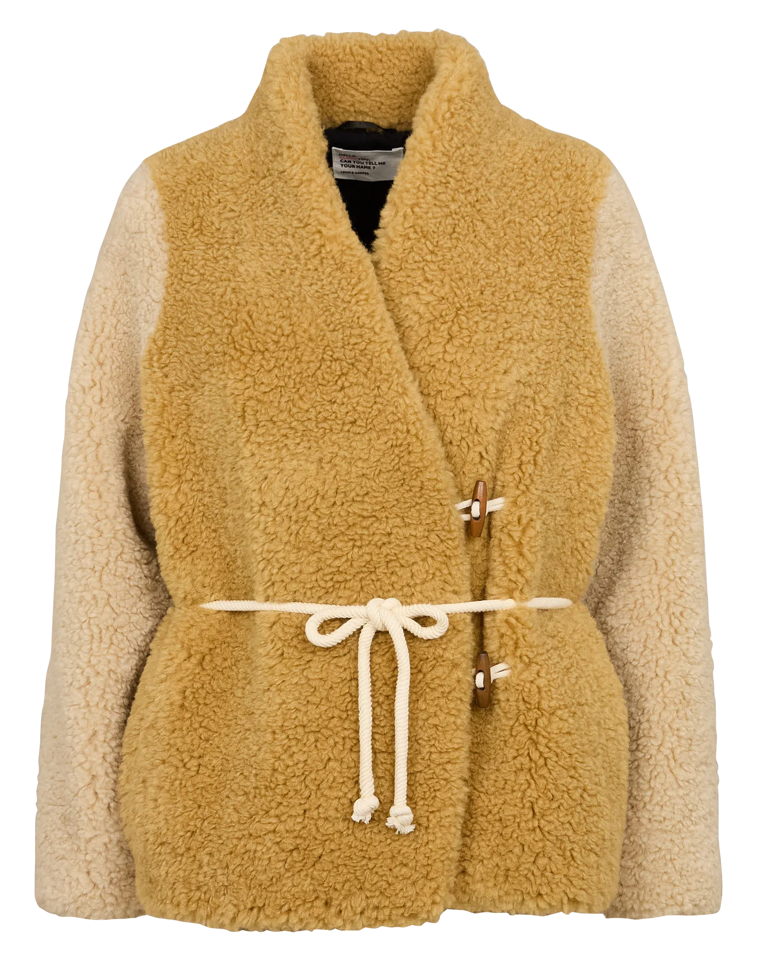 VAENA  CHAQUETA RECTA CUELLO EN V EN BEIGE