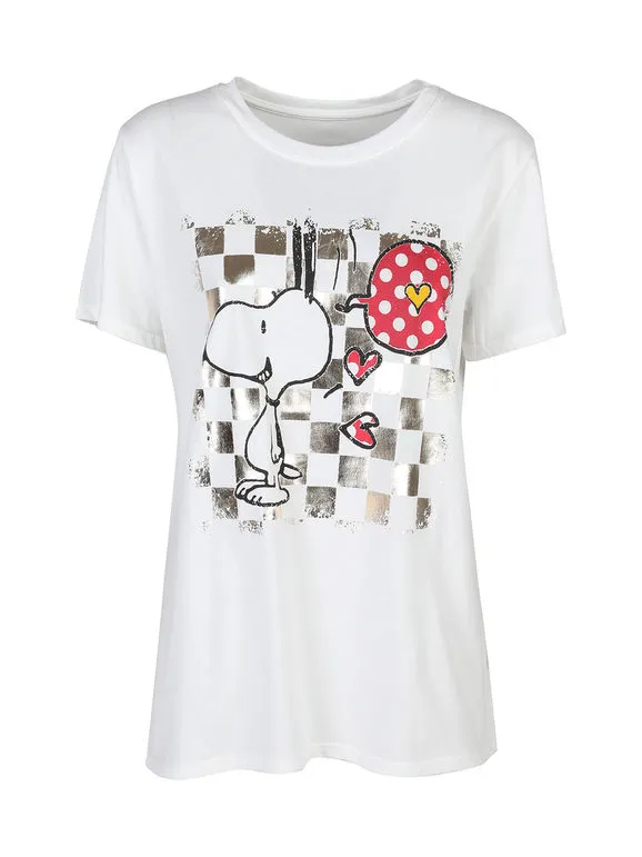 Vicbee Camiseta oversize de mujer con estampado Snoopy