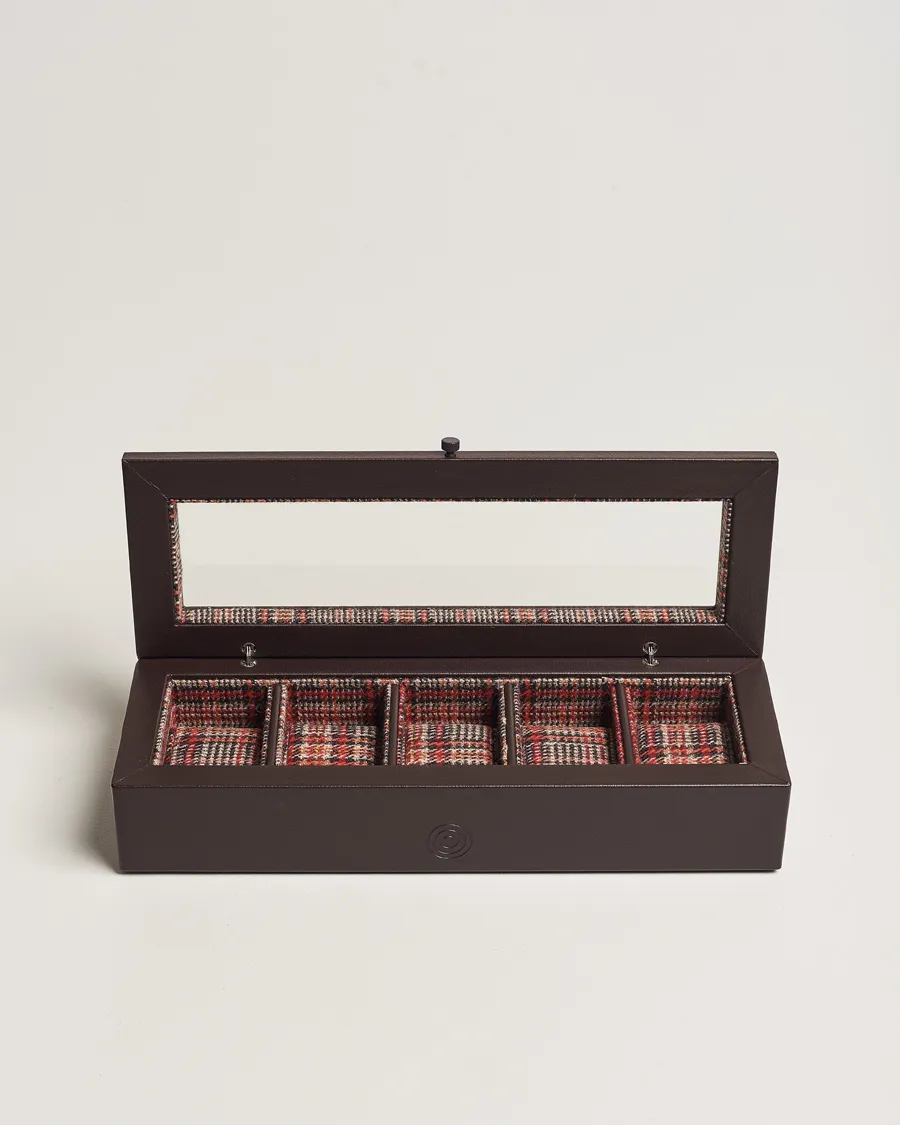 WOLF WM Brown 5 Piece Watch Box Tweed Brown