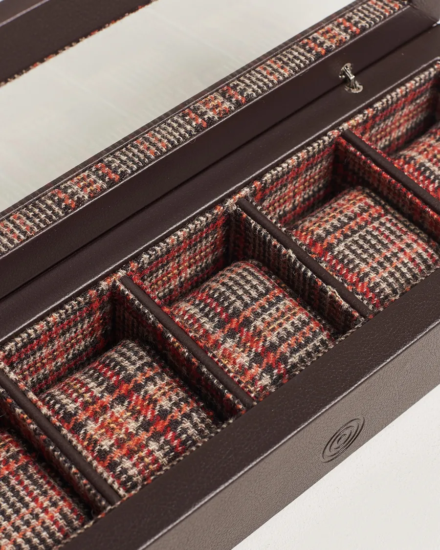 WOLF WM Brown 5 Piece Watch Box Tweed Brown