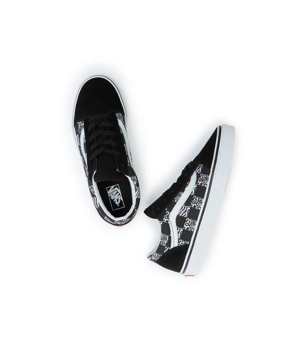 ZAPATILLAS VANS JN OLD SKOOL ZEBRA DAZE BLACK  BLACK/FLUO PINK